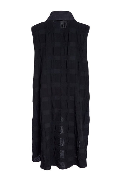 NAYA 25195 long line waistcoat with dipped hem metal collar and pocket