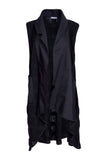 NAYA 25195 long line waistcoat with dipped hem metal collar and pocket