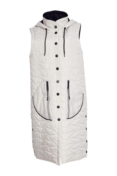 NAYA 2509 Padded long line gilet with contrast zips and trims