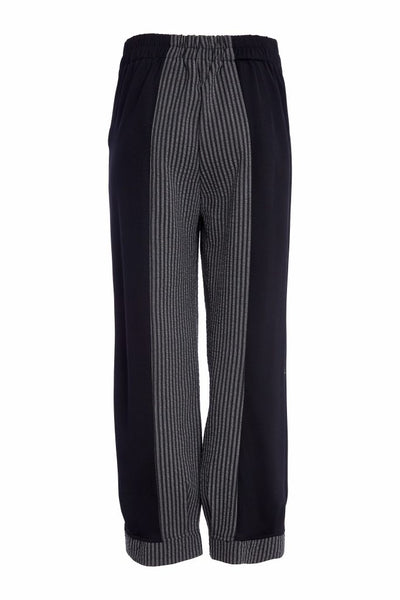 NAYA 2519 Stripped trouser with contrast side panels and hem cuff