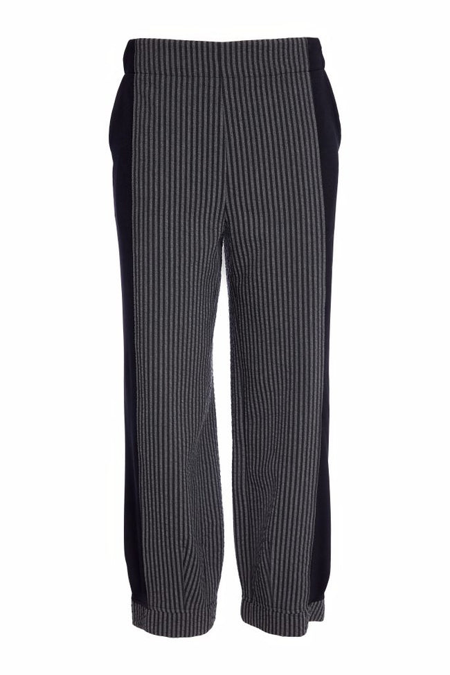 NAYA 2519 Stripped trouser with contrast side panels and hem cuff