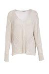 NAYA NAW25327 loose weave V neck knit with layed on sections