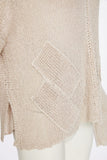 NAYA NAW25327 loose weave V neck knit with layed on sections