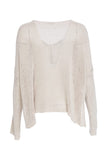NAYA NAW25327 loose weave V neck knit with layed on sections