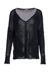 NAYA NAW25327 loose weave V neck knit with layed on sections