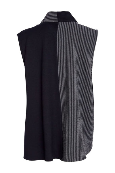 NAYA 25328 Stripped angled waistcoat with contrast panels and button closing