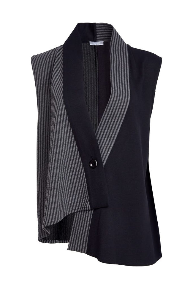 NAYA 25328 Stripped angled waistcoat with contrast panels and button closing