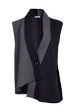 NAYA 25328 Stripped angled waistcoat with contrast panels and button closing