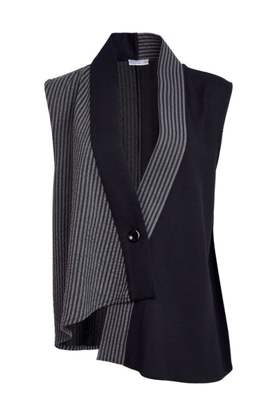 NAYA 25328 Stripped angled waistcoat with contrast panels and button closing