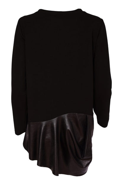 Naya NAW26182 Round Neck Top With Draped Leatherette Look Hem band
