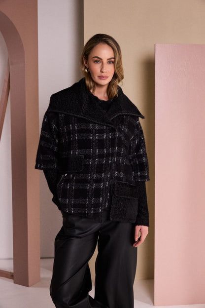 Naya NAW26221 Check Jacket With Contrast Pocket And Cuff Detail