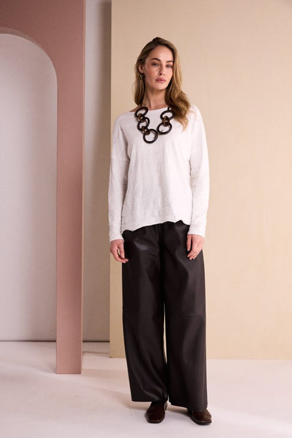 NAYA 26295 Pull Up Leatherette Trouser With Leg Seam
