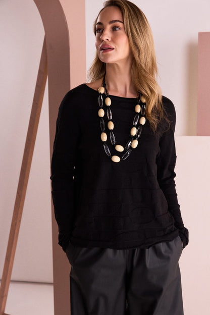 NAYA 26228 Circle Design Boat Neck Knit