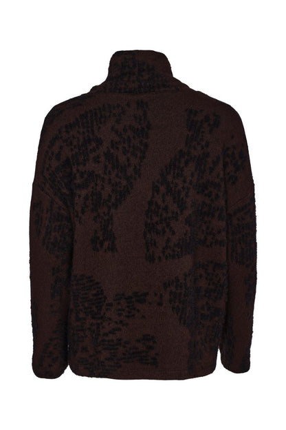 Naya NAW26238 Flocked Placement Print High Neck Knit Top