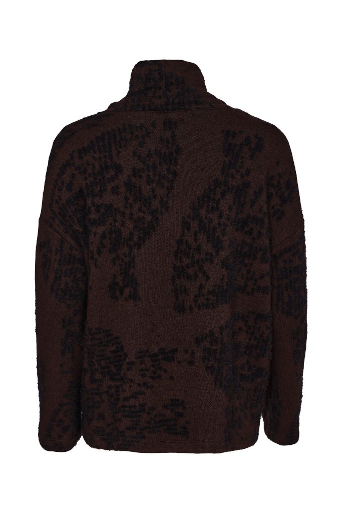 Naya NAW26238 Flocked Placement Print High Neck Knit Top