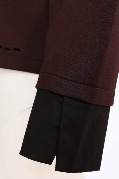 Naya NAW26316 Round Neck Top With Flocking Stitch Detail