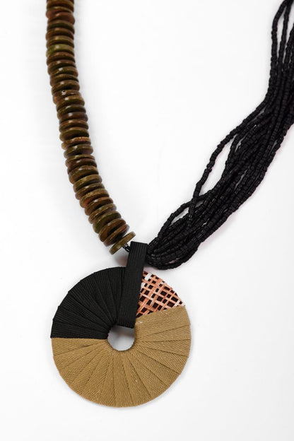 Naya NAW26335 Two Tone Necklace With Bead And Loop String