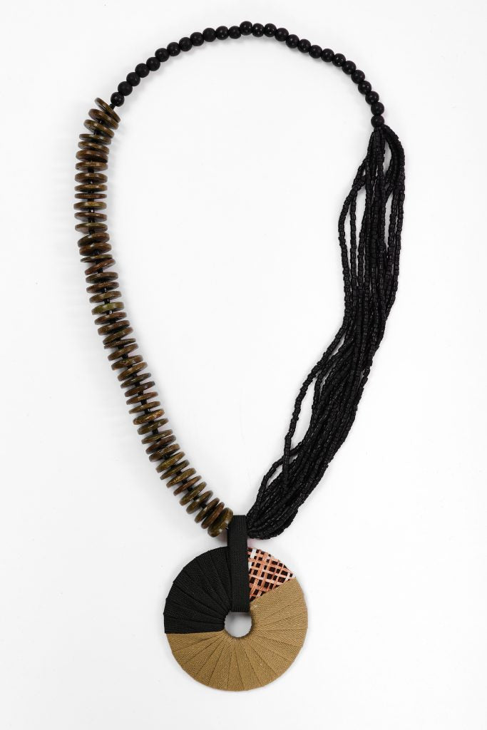 Naya NAW26335 Two Tone Necklace With Bead And Loop String