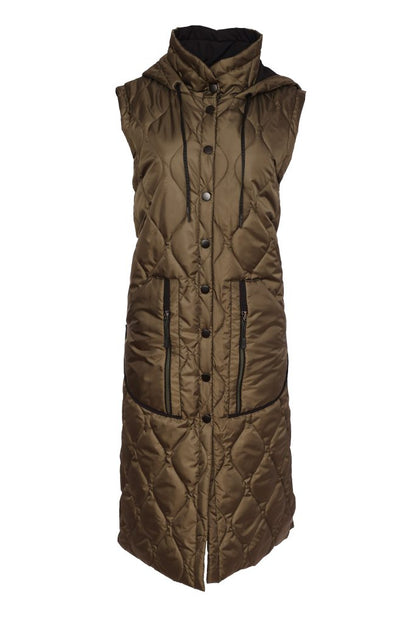 Naya NAW26353 Long Quilted Waistcoat With Zip Pocket