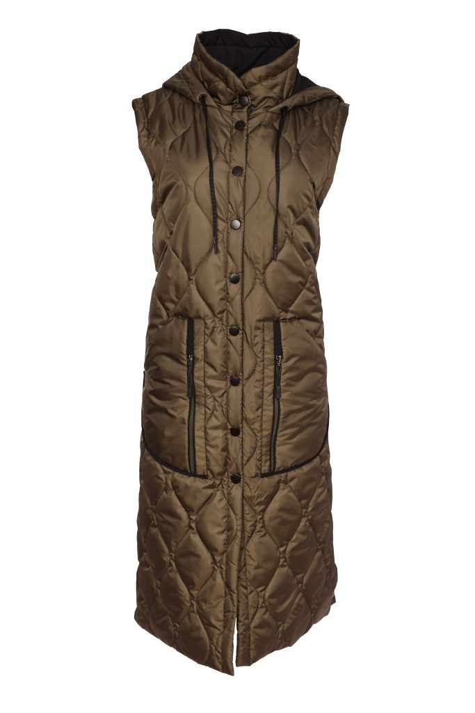 Naya NAW26353 Long Quilted Waistcoat With Zip Pocket