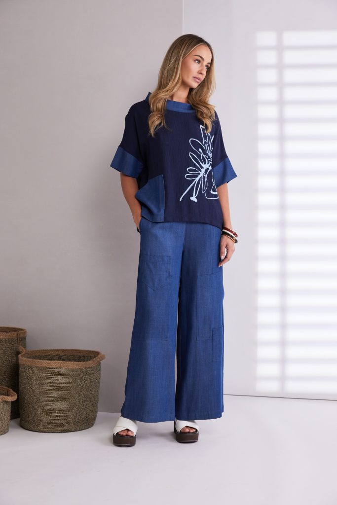 NAYA NPA26272 Wide leg denim look trouser