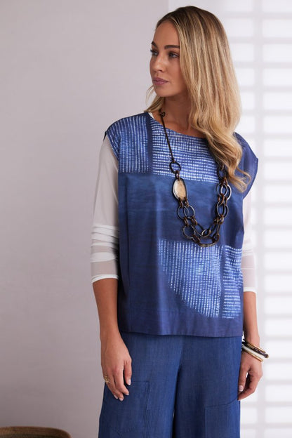 NAYA NPA26279 Semi circle print round neck top
