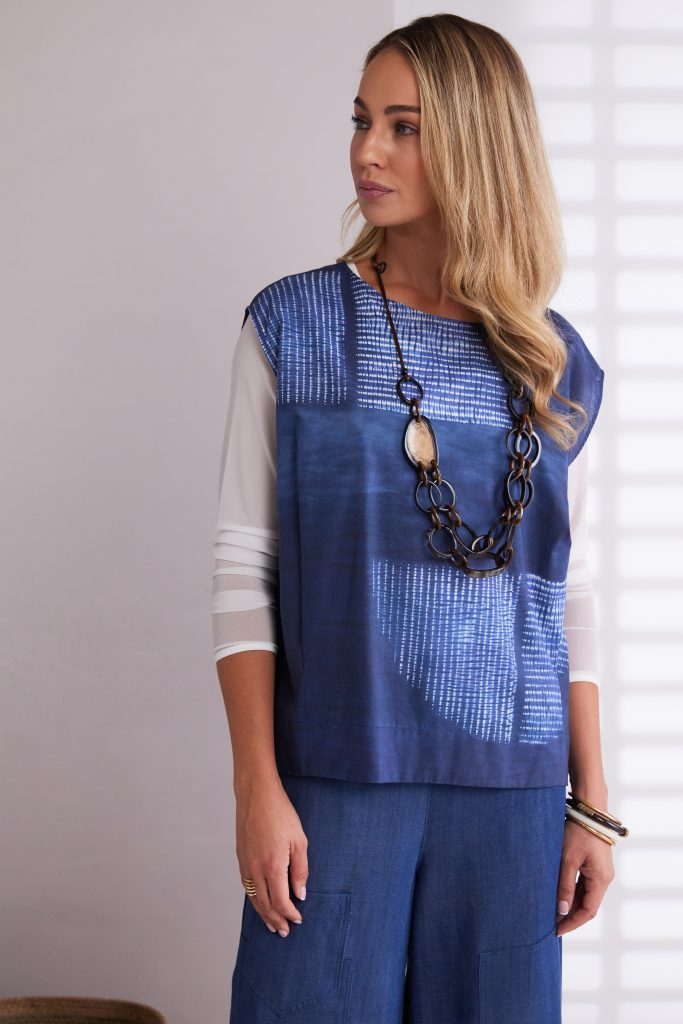 NAYA NPA26279 Semi circle print round neck top