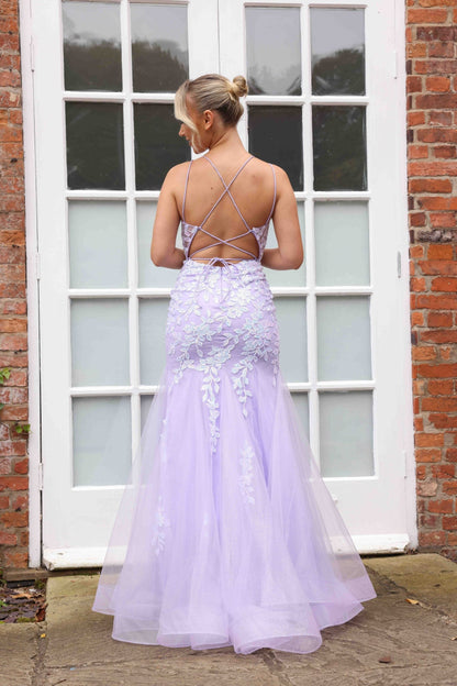 Hermione 1052 Lilac sequinclace aplique Dress