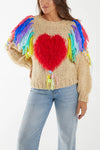 COLOURFUL TASSEL HAND KNITTED JUMPER