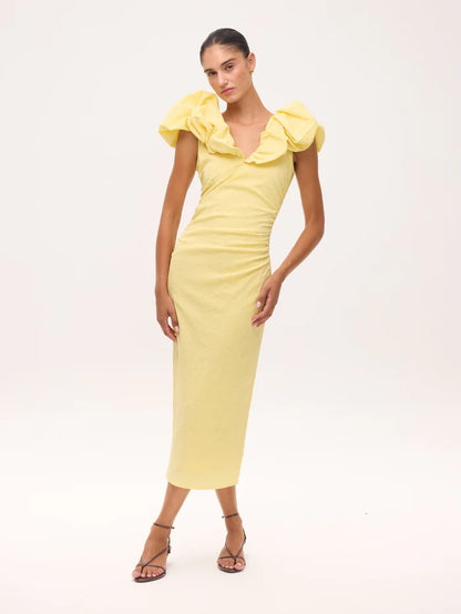 MIOH Bianca Butter. Ruffled midi dress