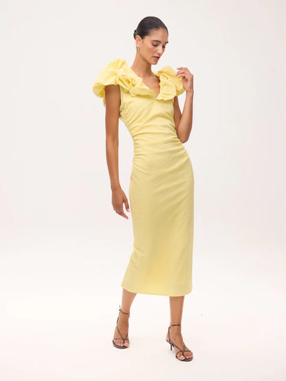 MIOH Bianca Butter. Ruffled midi dress