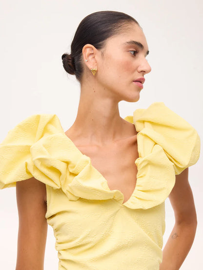 MIOH Bianca Butter. Ruffled midi dress