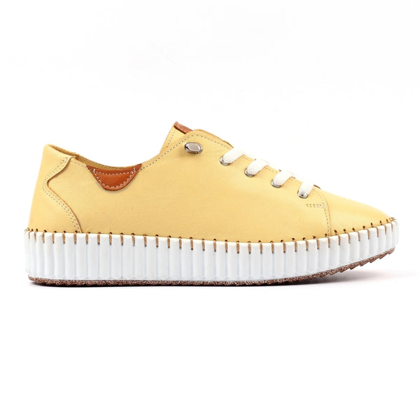 Lunar Faith leather plimsole LEMON