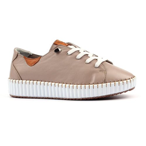 Lunar Faith leather plimsole  STONE