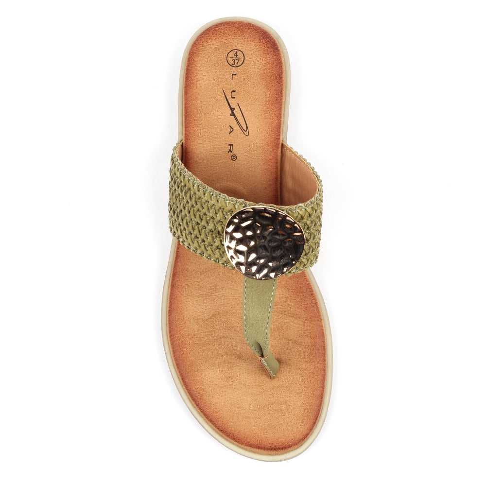 Lunar Fiona toe post sandal KHAKI