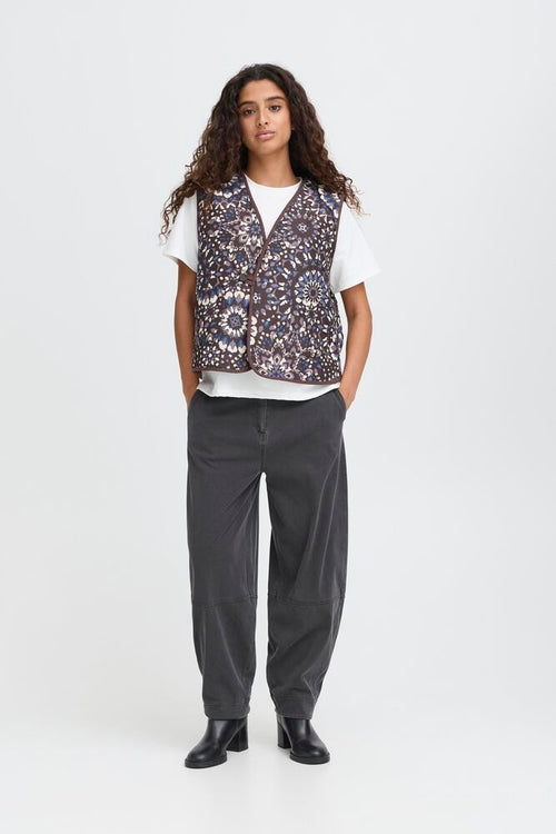 ICHI IHKATE DENIM PA2 Barrel leg trouser Dark grey