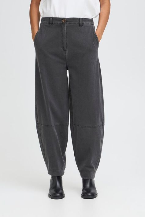 ICHI IHKATE DENIM PA2 Barrel leg trouser Dark grey