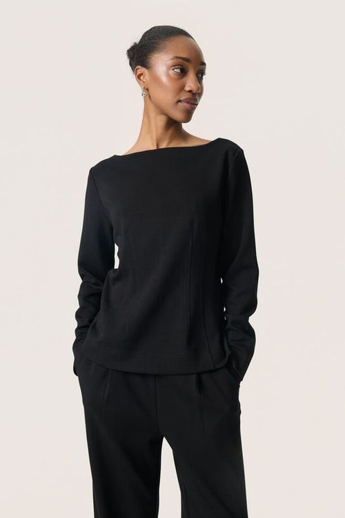 Soaked in Luxury SLMarigold Black Blouse