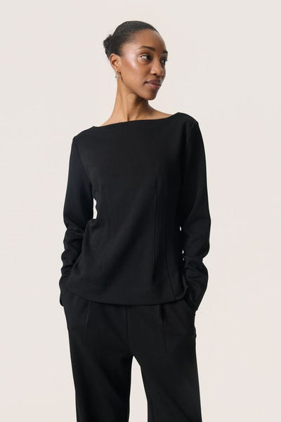 Soaked in Luxury SLMarigold Black Blouse