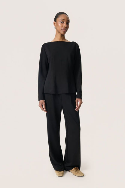 Soaked in Luxury SLMarigold Black Blouse