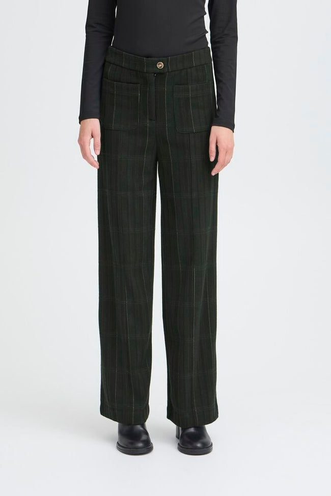 ICHI IHKATE WOOLLEY check trouser