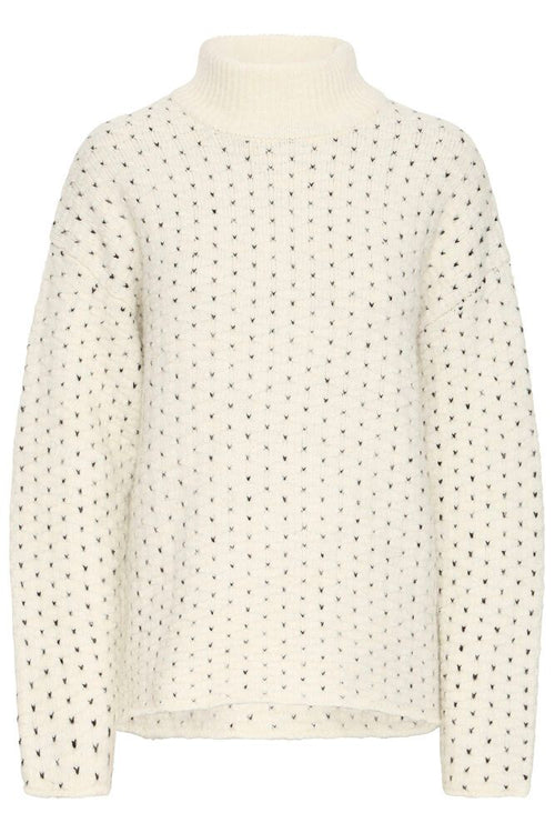 ICHI IHKAMARA LS19  knitted jumper  Cream black spot