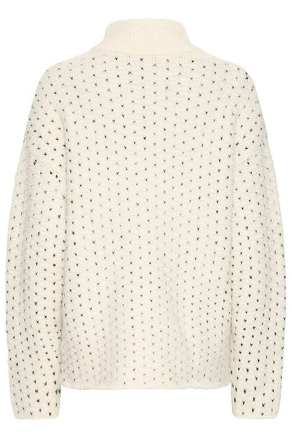 ICHI IHKAMARA LS19  knitted jumper  Cream black spot