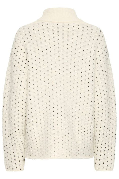 ICHI IHKAMARA LS19  knitted jumper  Cream black spot