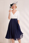 John Charles 66424  Navy & ivory crepe