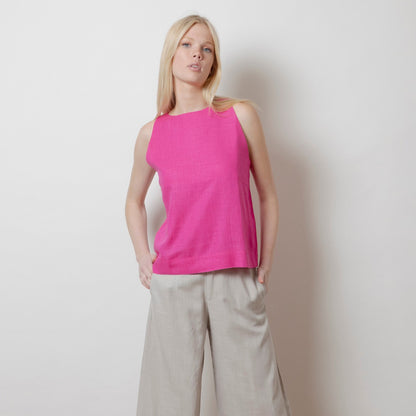 AGGEL 315536 linen crop top Fuchia