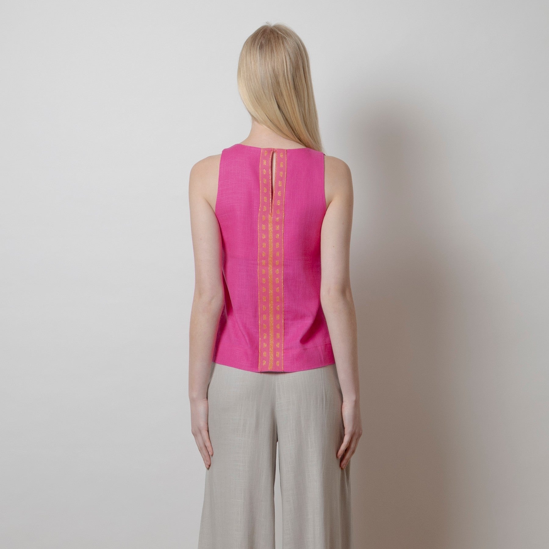 AGGEL 315536 linen crop top Fuchia