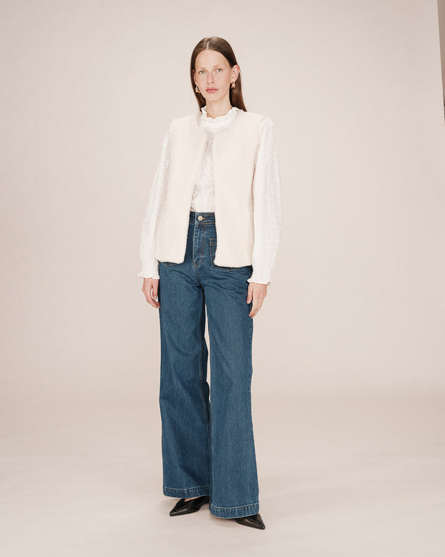 Grace & Mila Sinatra Ecru sleeveless jacket