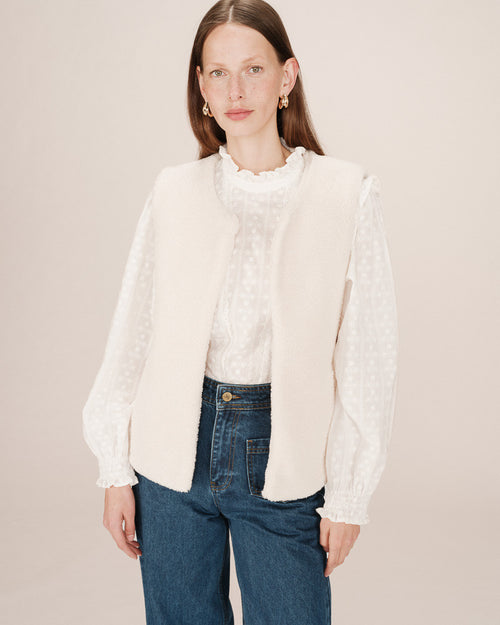 Grace & Mila Sinatra Ecru sleeveless jacket
