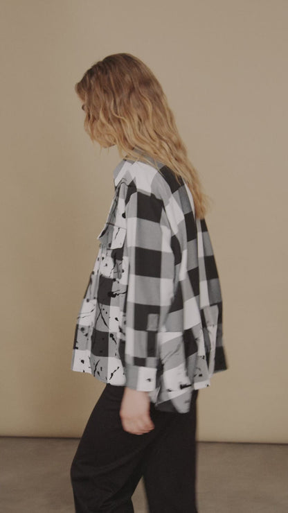NAYA NAW24199 Check shirt with flocking print